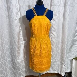 Tahari Yellow Halter Midi Dress Cocktail